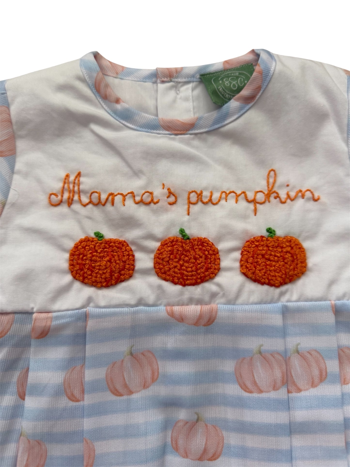 Mama's Pumpkin French Knot Boy's Bubble | Fall & Thanksgiving Outfit