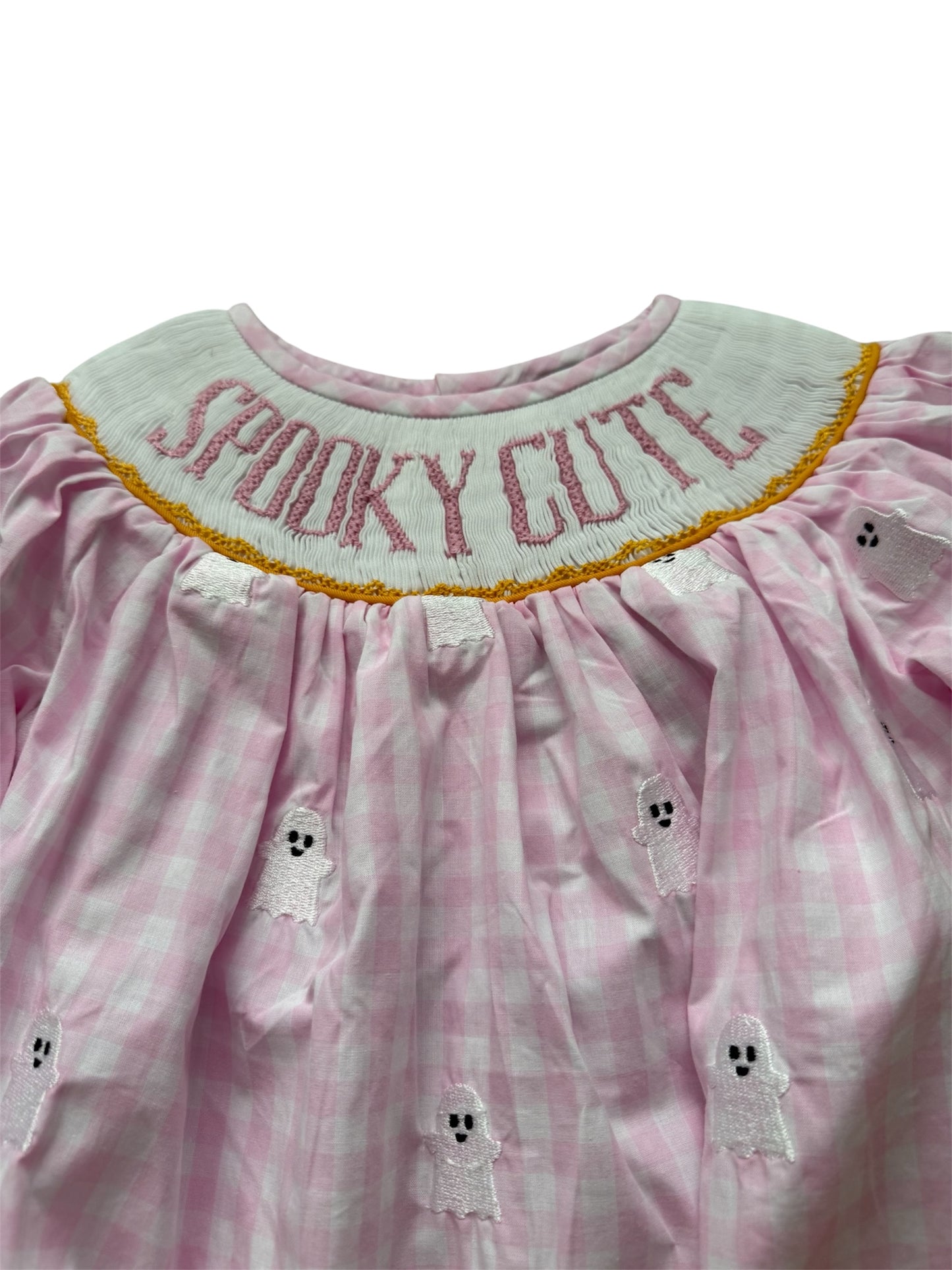 Pink Spooky Cute Hand Smocked & Embroidered Girls Shorts Set