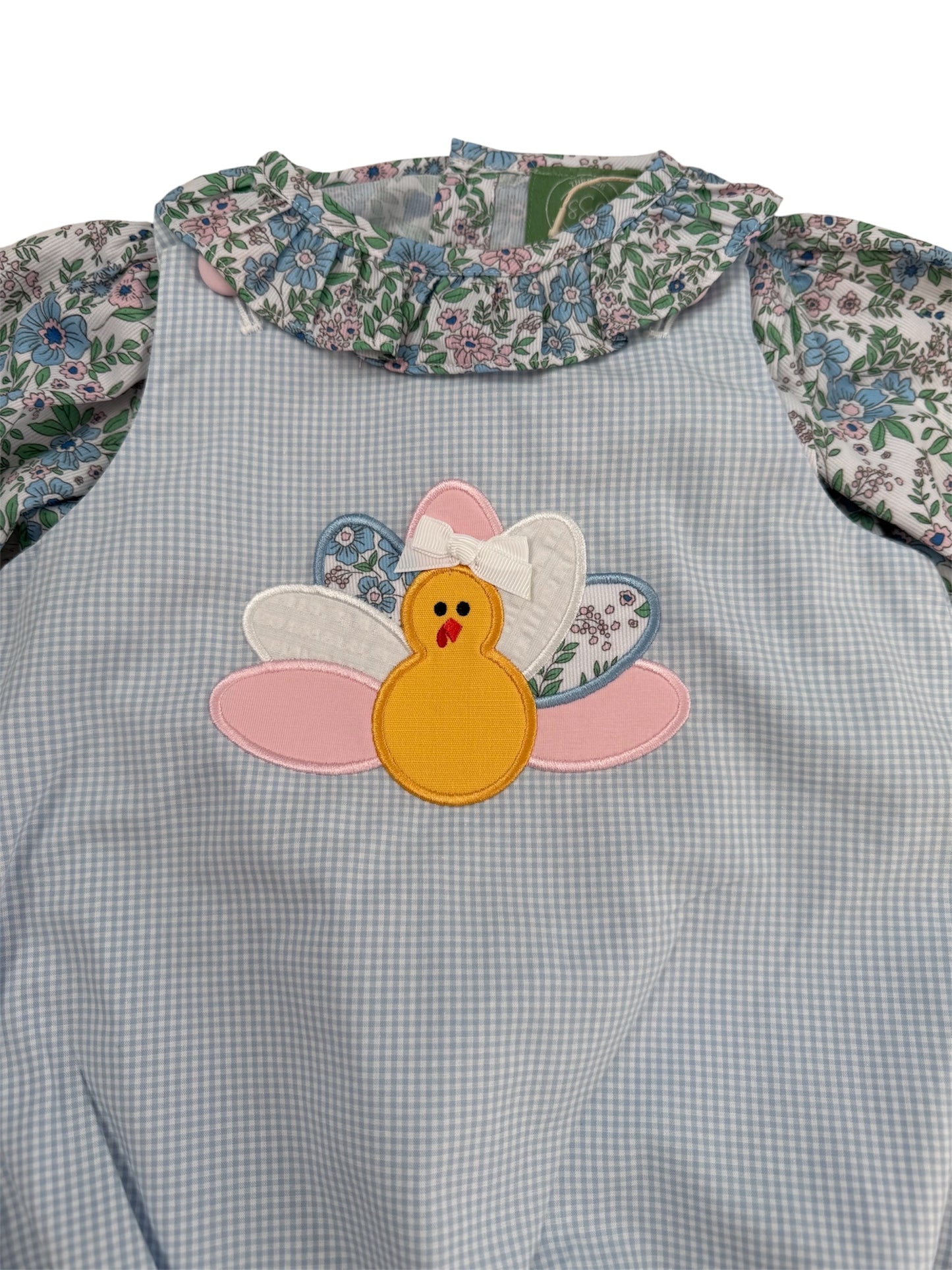 Gingham Girls Applique Turkey Bubble | Baby & Toddler Thanksgiving Outfit