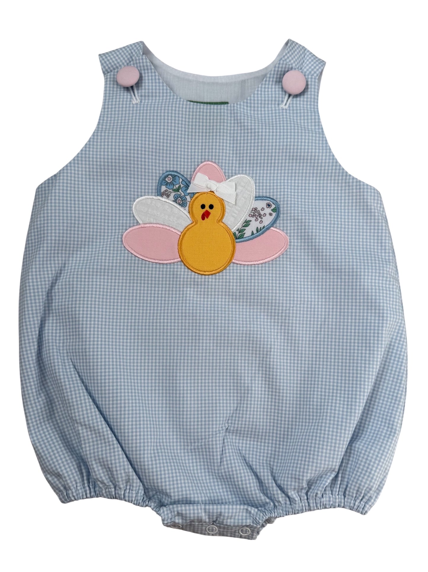Gingham Girls Applique Turkey Bubble | Baby & Toddler Thanksgiving Outfit