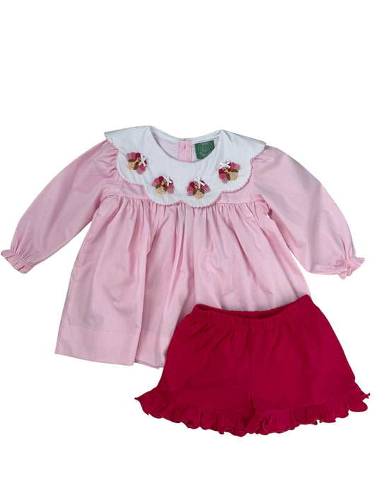 Toddler Girl Thanksgiving Outfit - Pink French Knot Turkey Bloomer Set