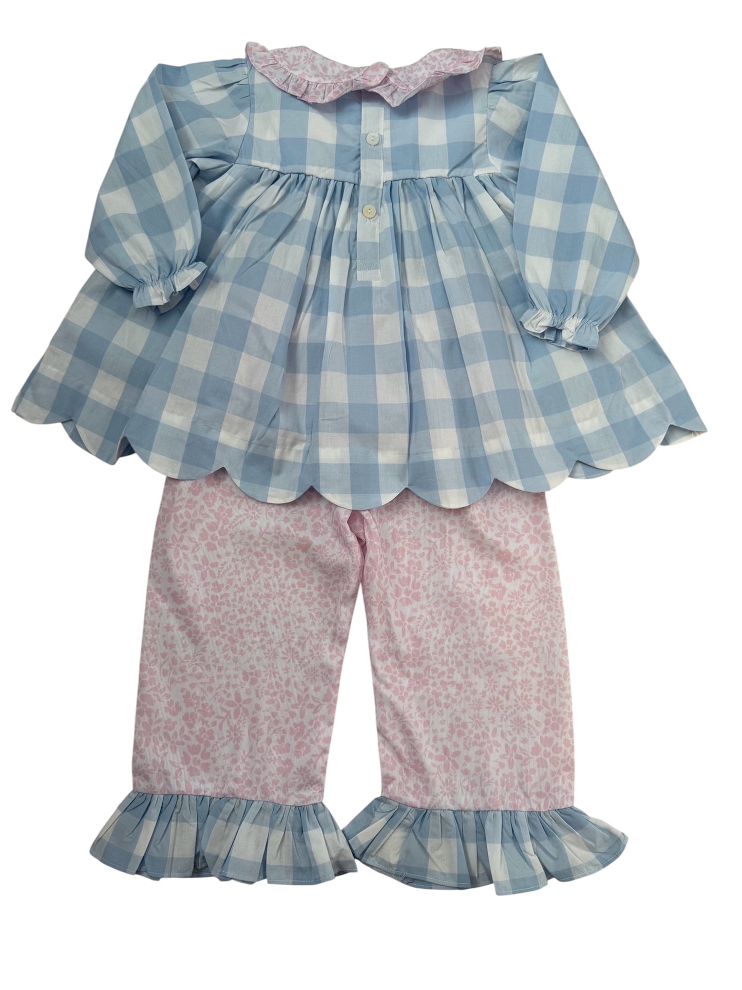 Todder Girls Gingham Turkey Applique Outfit | Thanksgiving Shirt & Pants Set