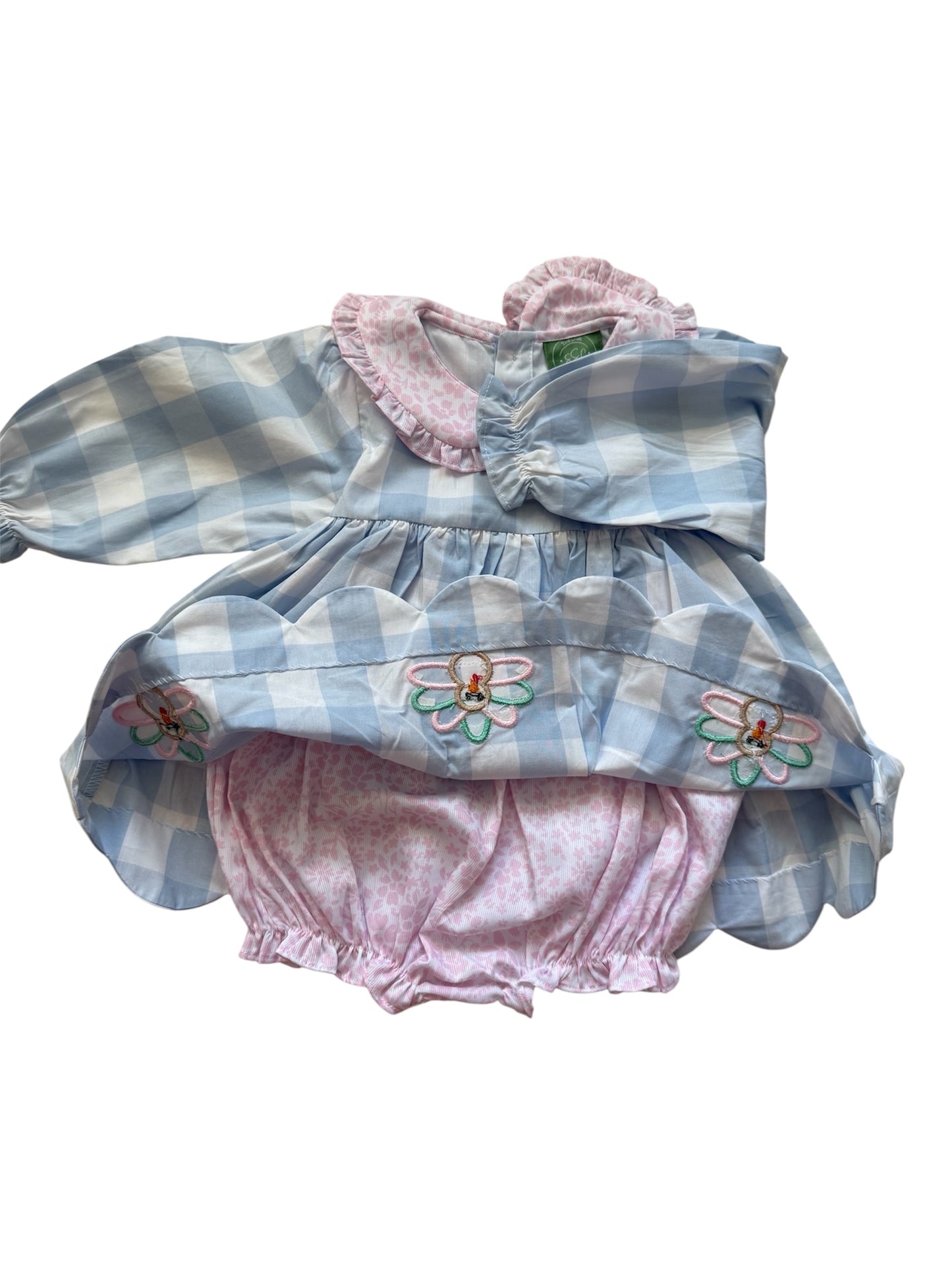 Thanksgiving Girl’s Applique Turkey Gingham Bubble Outfit
