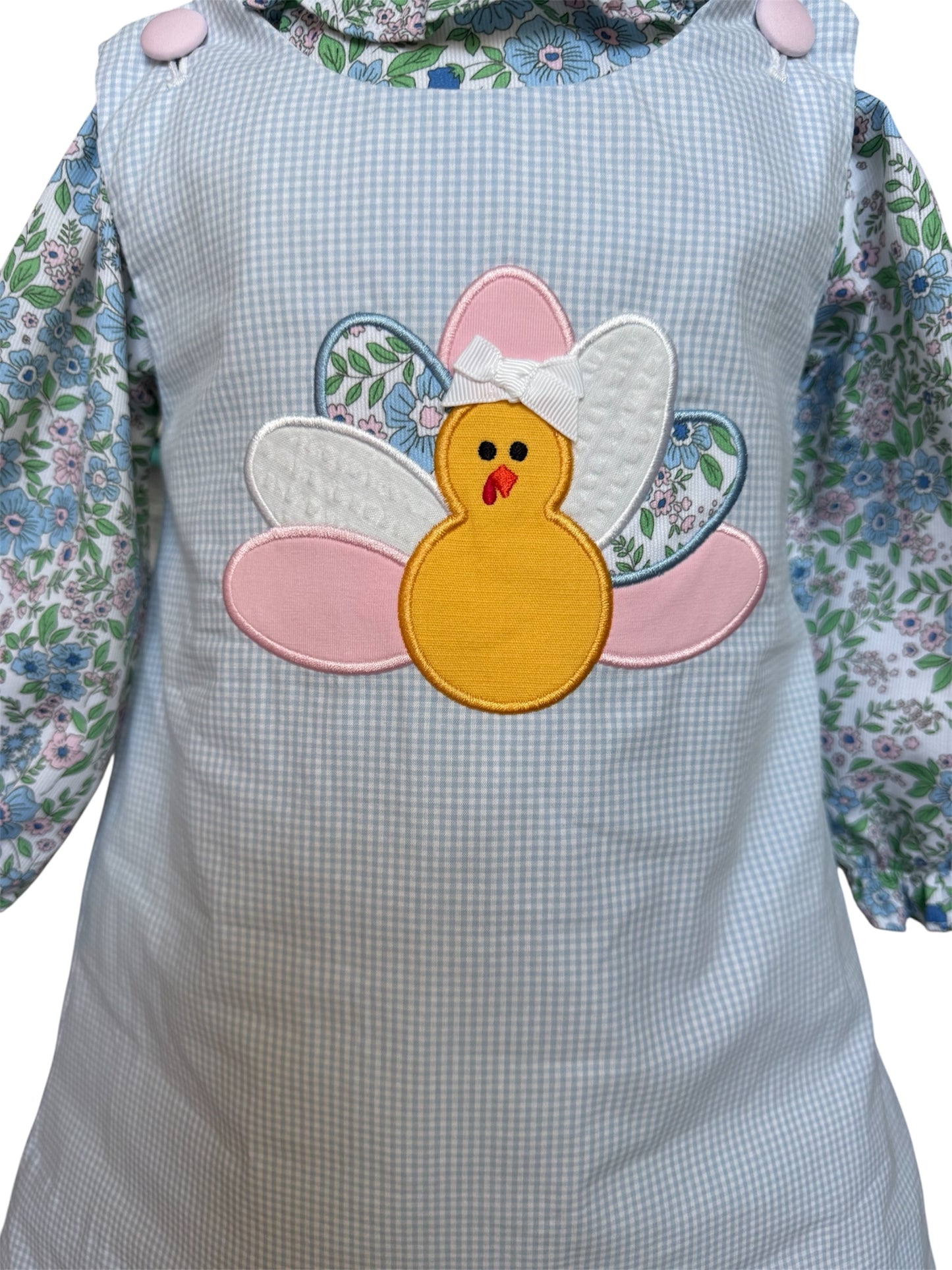 Gingham Girls Applique Turkey Dress | Toddler Thanksgiving Outfit