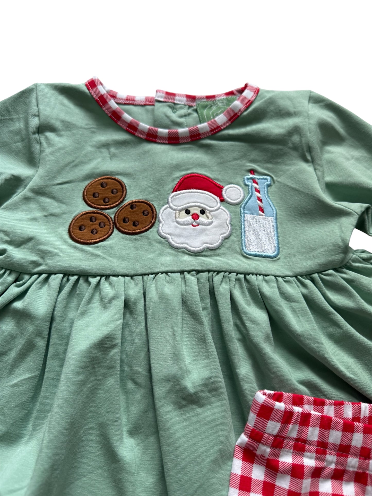 Girl’s Santa, Milk & Cookies 2-Piece Pant Outfit – Holiday Top & Leggings Set