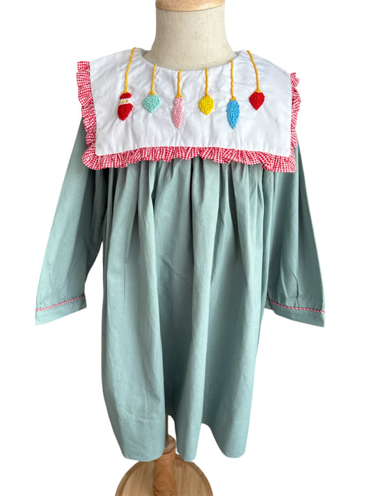 Christmas French Knot Ornaments Girls Dress | Matching Sister Bubble Available