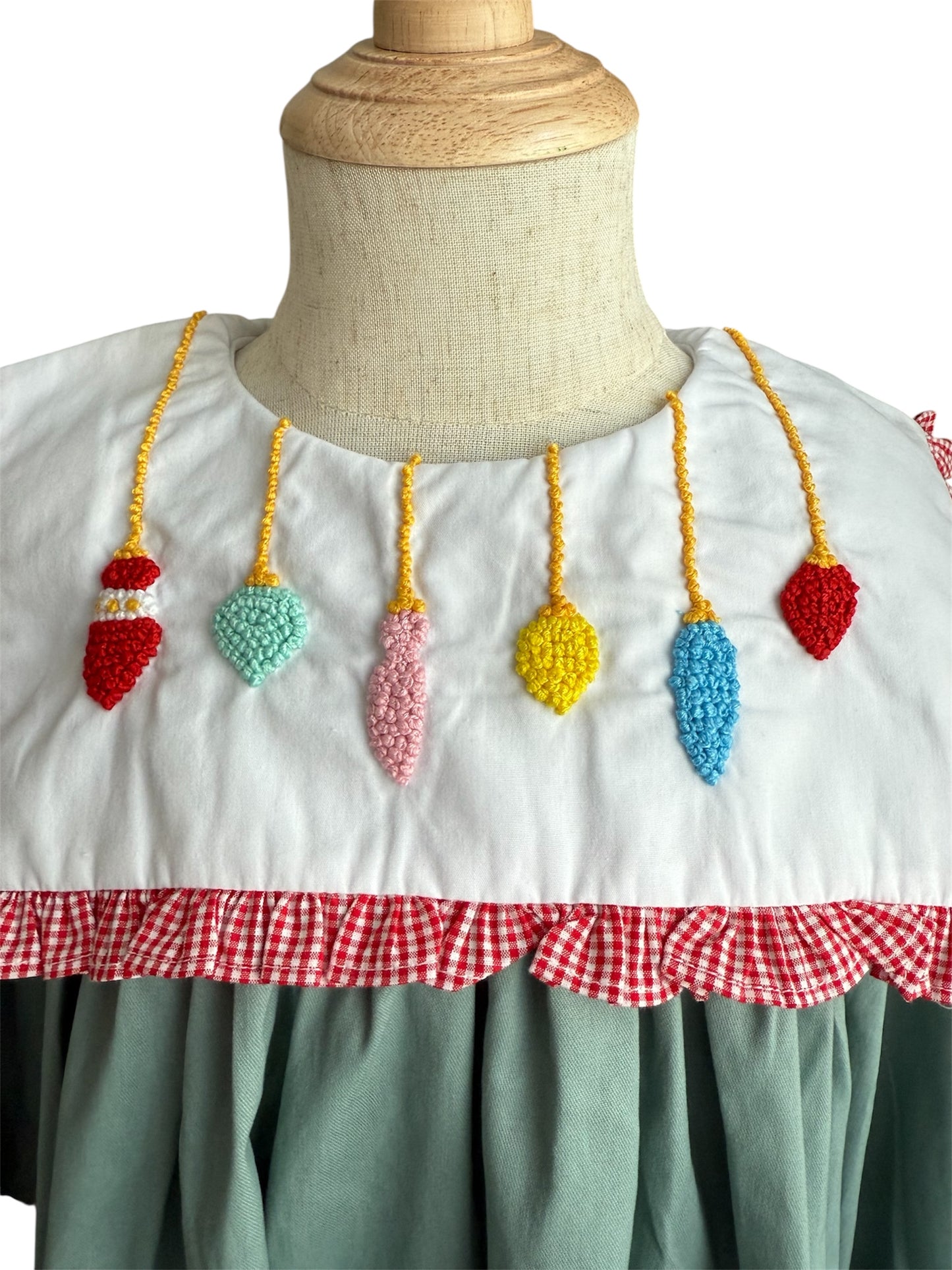 Christmas French Knot Ornaments Girls Dress | Matching Sister Bubble Available