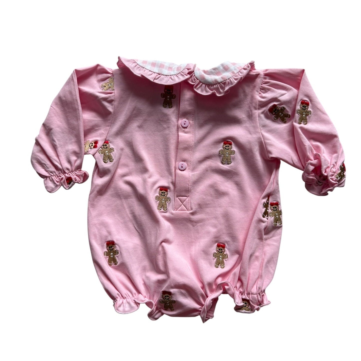 Girls Gingerbread Embroidered Bubble | Holiday Outfit | Matching Sister Dress Available