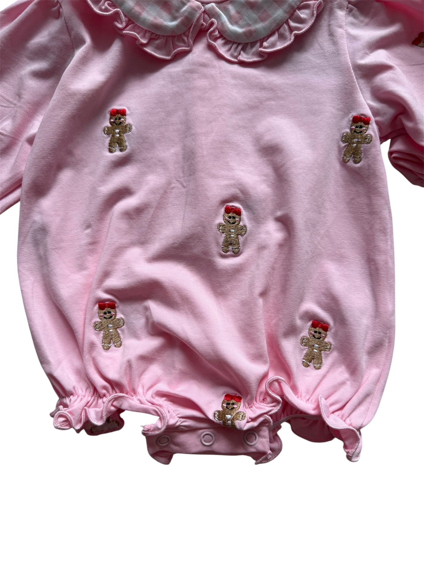 Girls Gingerbread Embroidered Bubble | Holiday Outfit | Matching Sister Dress Available
