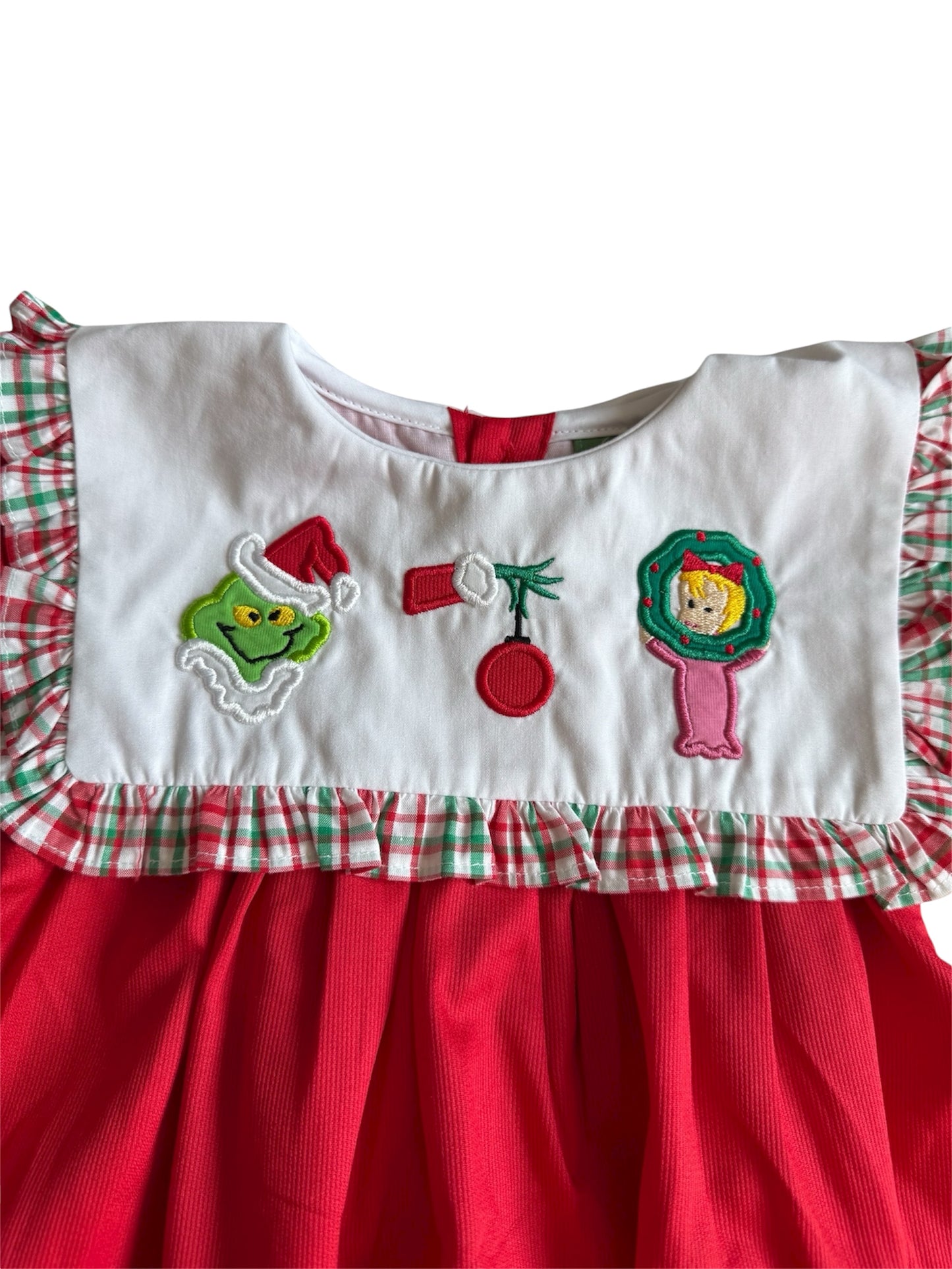 Mr. Mean One Girl’s 2-Piece Christmas Outfit | Holiday Top & Plaid Pants Set