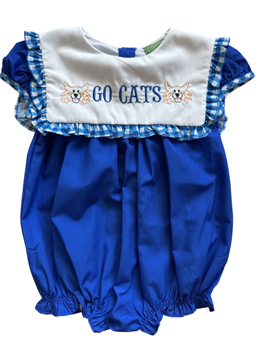 Kentucky Blue Girls Embroidered Go Cats Square Bib Collar Bubble