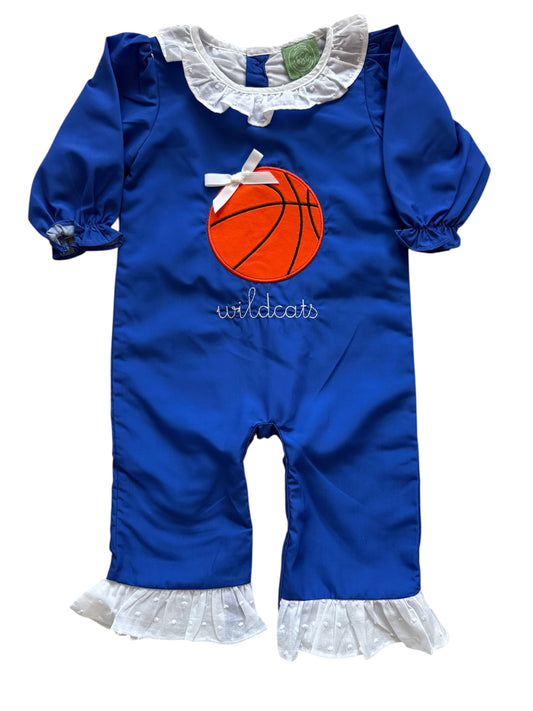 Kentucky Blue Girls Applique Basketball Romper