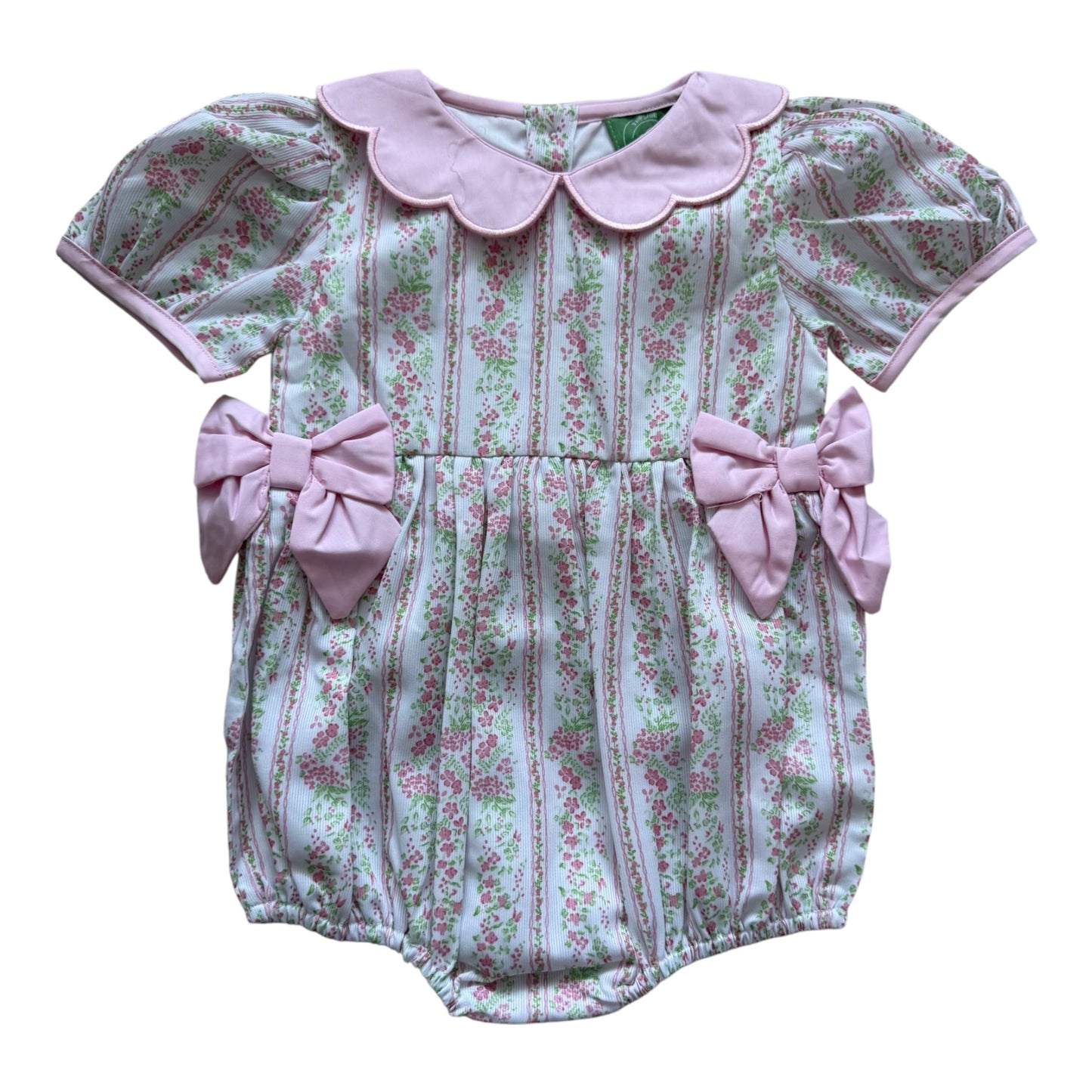 Girls Floral Bubble with Scalloped Collar