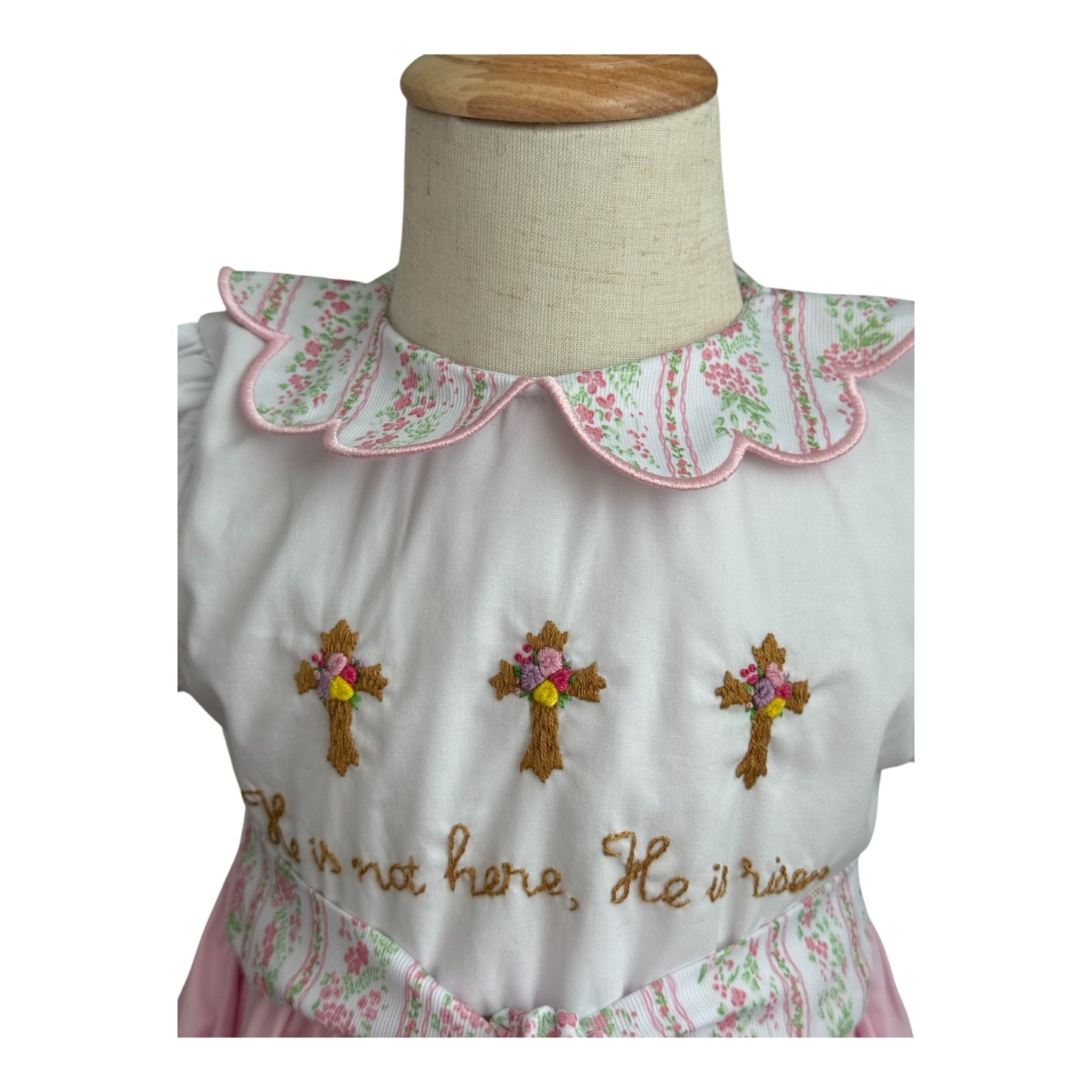 “He Is Not Here He Is Risen” Floral Easter Heirloom Dress