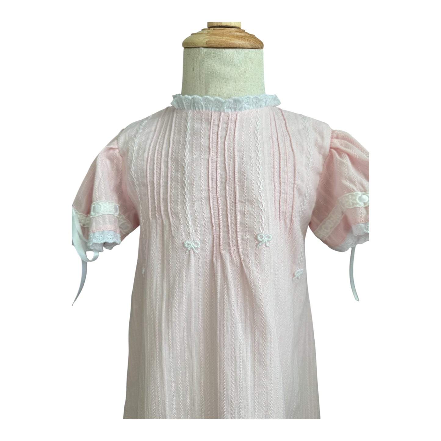 Girls Pink Heirloom Dress with Embroidered Bows