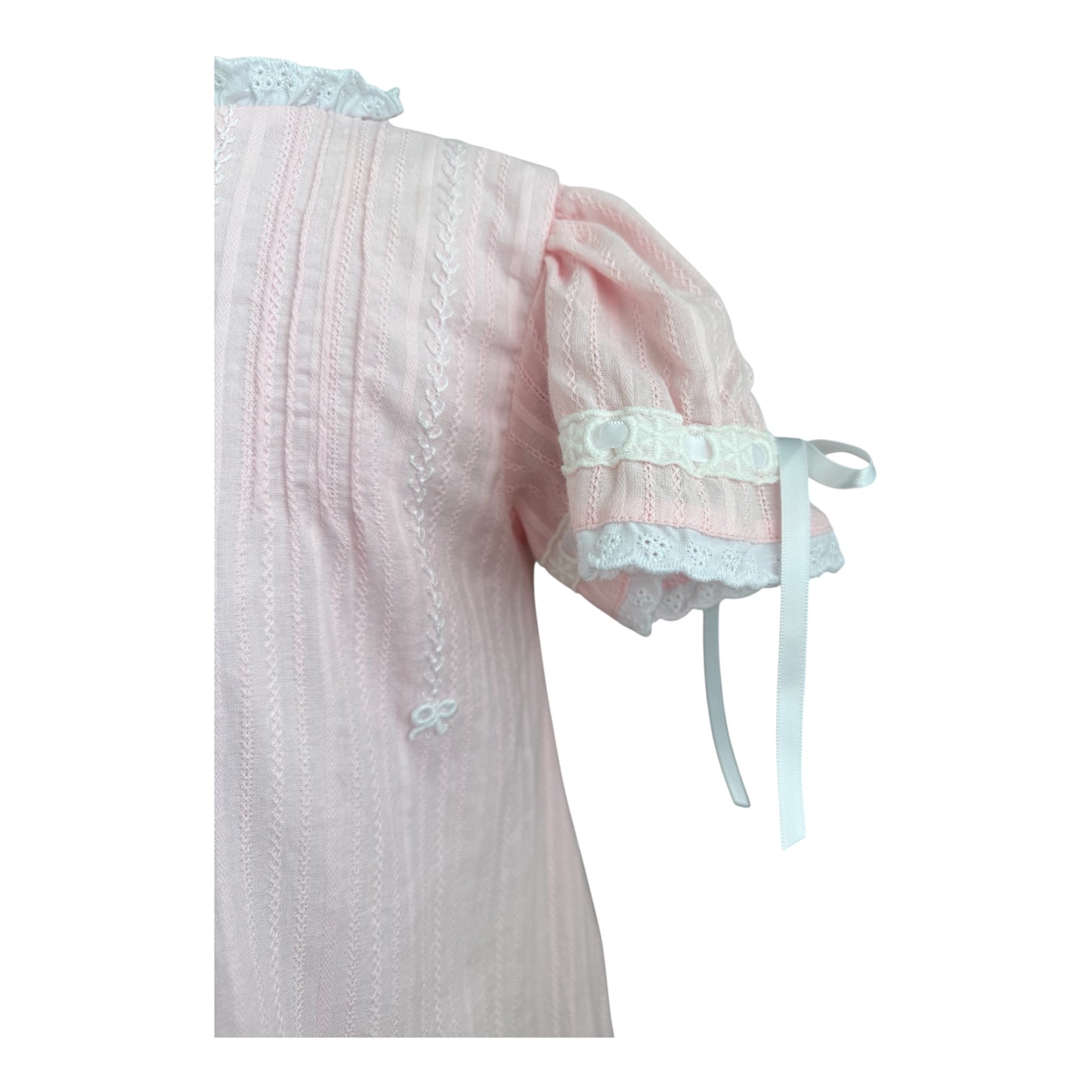 Girls Pink Heirloom Dress with Embroidered Bows