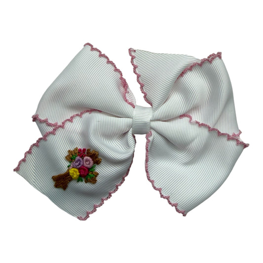 5″ Embroidered Cross Clip Bow | Easter Accessory