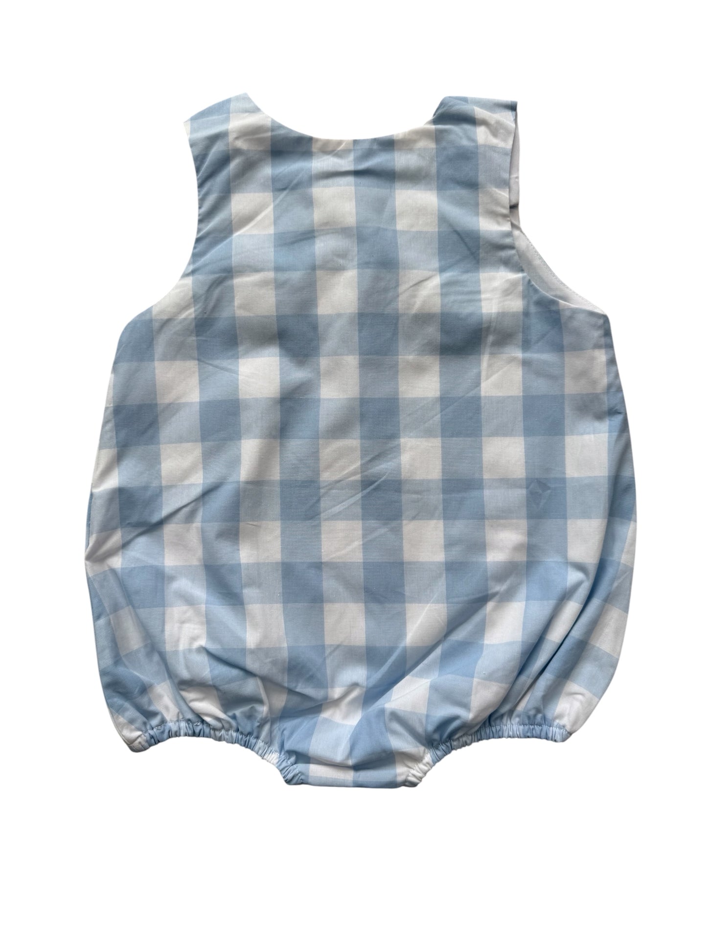 Boys French Knot Horse Derby Bubble – Blue Gingham Horse Racing Outfit