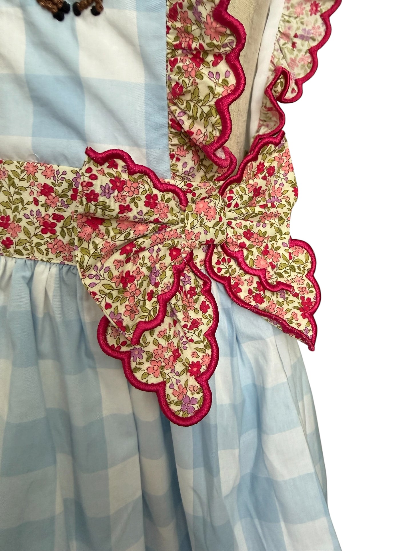 French Knot Horse Racing Dress | Blue Gingham Derby Dress for Girls