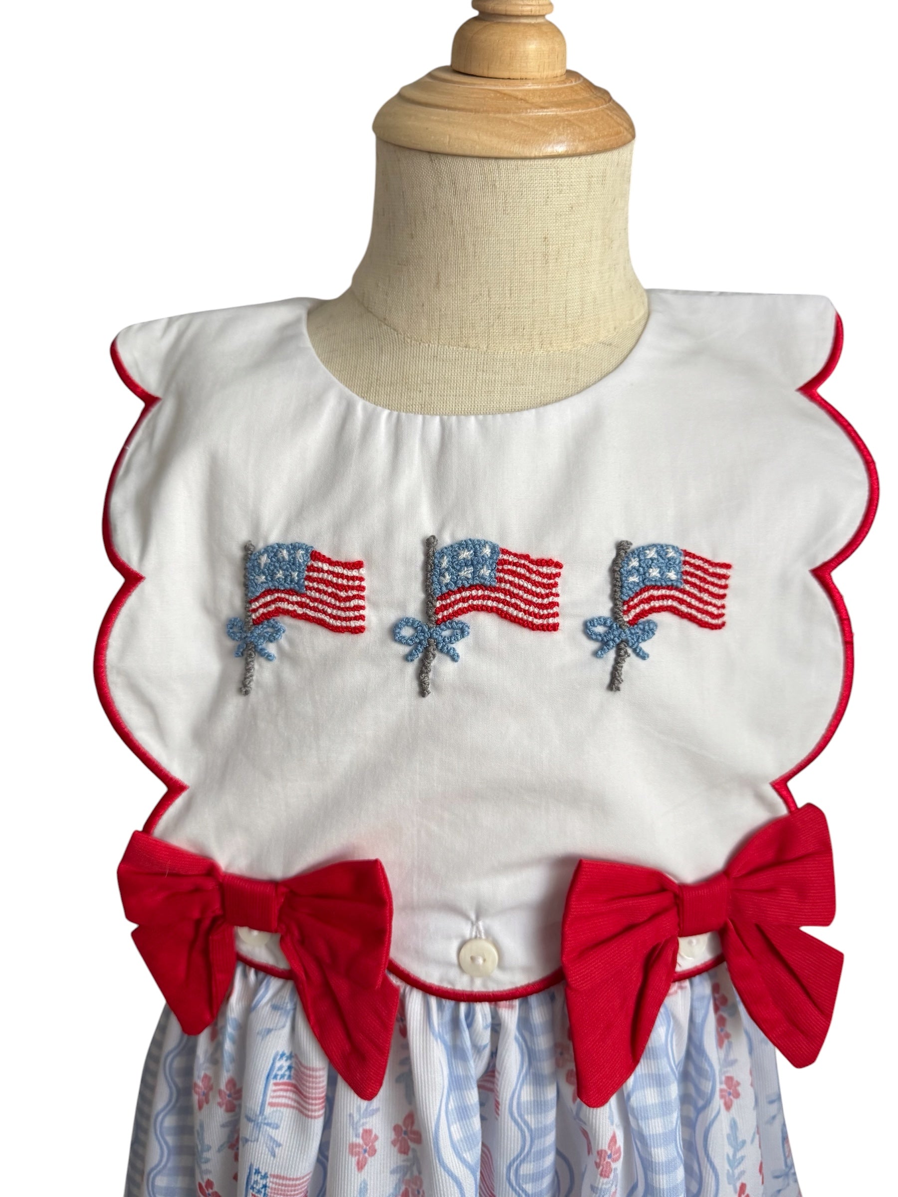 Girls French Knot Flag Dress | Patriotic 4th of July Dress | Matching Sister Bubble Outfit 6T Girls French Knot Flag Dress | Patriotic 4th of July Dress | Matching Sister Bubble Outfit 6T