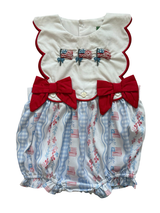 Girls French Knot American Flag Bubble – Patriotic 4th of July Outfit | Sister Dress Available