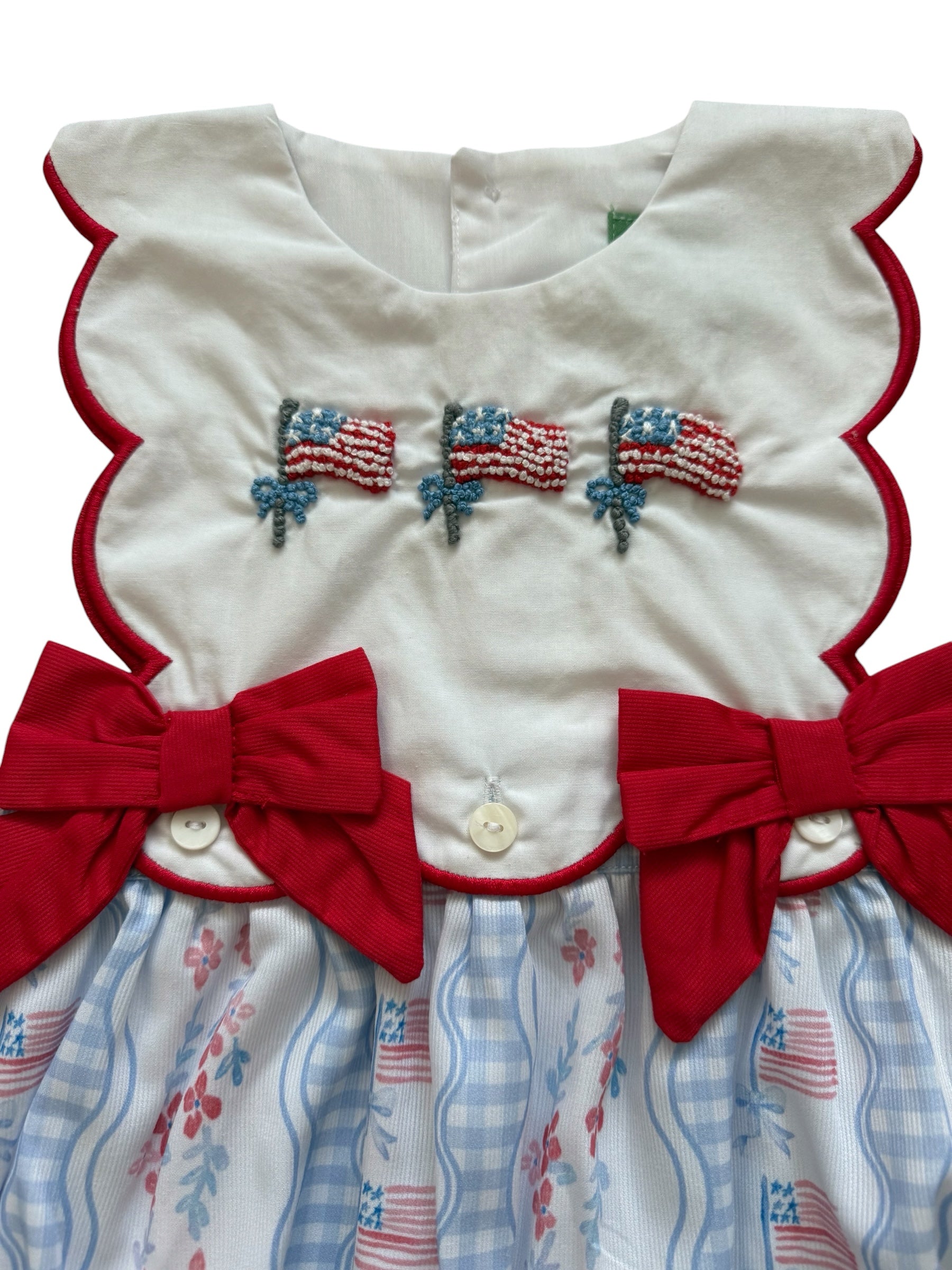 Girls French Knot Flag Bubble | Patriotic 4th of July Baby Outfit Girls French Knot Flag Bubble | Patriotic 4th of July Baby Outfit