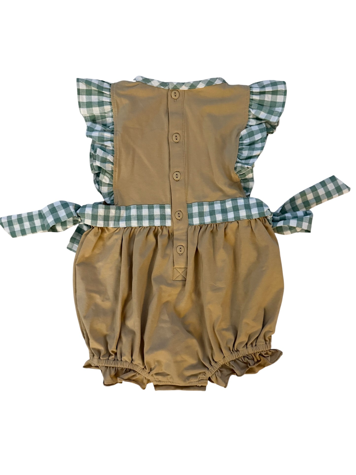 Jungle Mouse Safari Sister Bubble | Green Gingham Seersucker Trim Girl Outfit