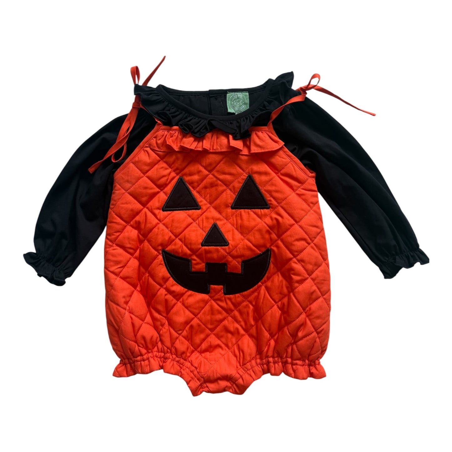 Quilted Jack-O'-Lantern Bubble Set | Halloween Girls Outfit