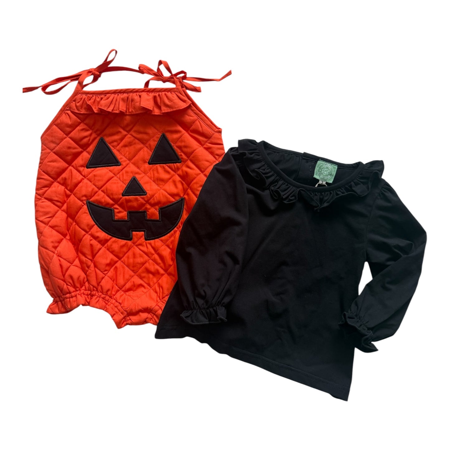 Quilted Jack-O'-Lantern Bubble Set | Halloween Girls Outfit