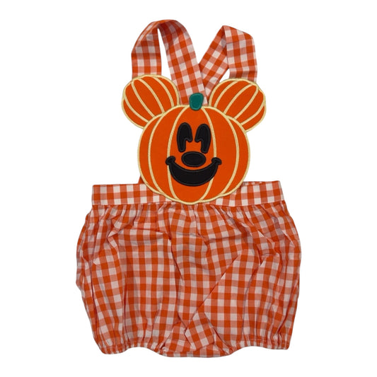 Boys Pumpkin Mouse Halloween Gingham Bubble | 100% Cotton