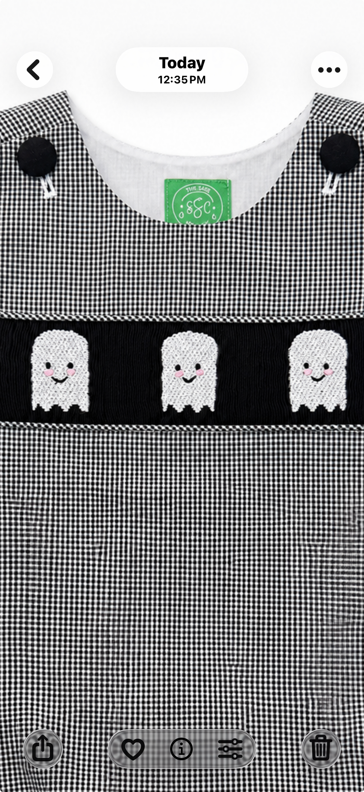 Boys Hand Smocked Ghost Bubble | Black & White Gingham Halloween Romper